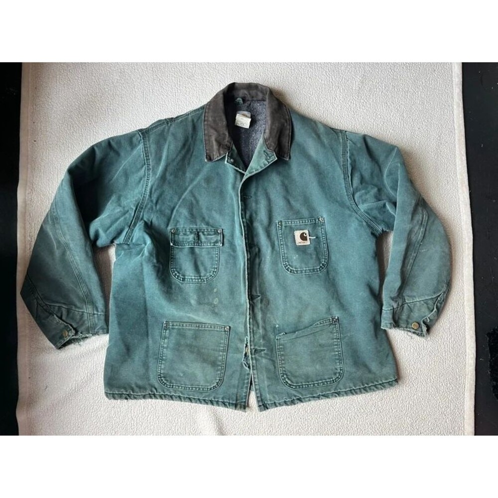 Vintage 90s Carhartt Blanket Lined Chore Barn Jacket Green Mens 2XL Tall